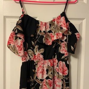 Spaghetti strap cold shoulder maxi dress